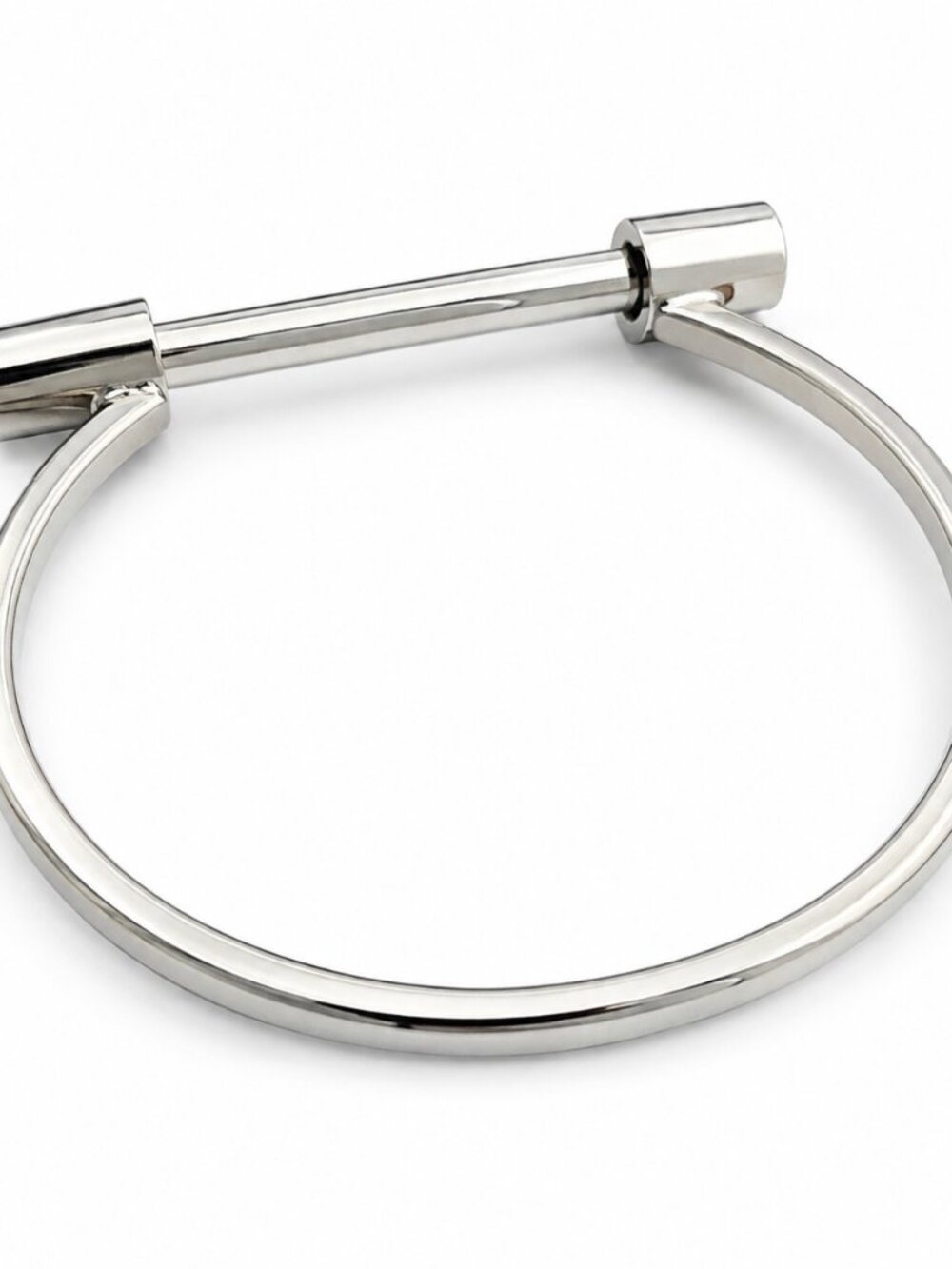 Silver, Screw Cuff, Bangle, Bracelet, Stainless Steel, Minimalist, Unisex.